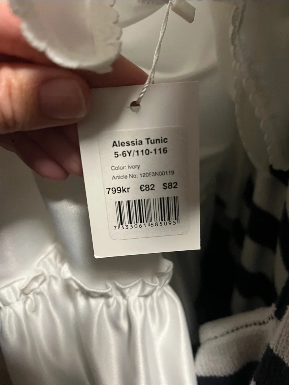 Alessi White Satin Puff-Sleeve Ruffle Hem Girls Dress